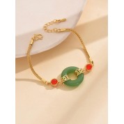 Elegant Gold Green Chalcedony Bracelet