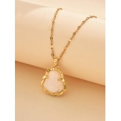 Elegant Stainless Steel Crystal Jade Necklace