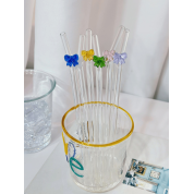 Colorful Bow Tie Glass Straws For Cold Drinks