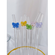 Colorful Bow Tie Glass Straws For Cold Drinks