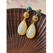 Elegant Handpainted Faux Jade Earrings