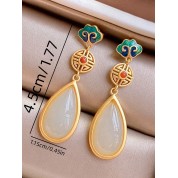 Elegant Handpainted Faux Jade Earrings