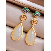 Elegant Handpainted Faux Jade Earrings