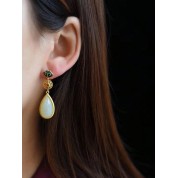 Elegant Handpainted Faux Jade Earrings