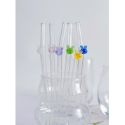 Colorful Rabbit Head Glass Straw For Girls