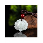 Natural Grade A Jade Lotus Pendant Necklace