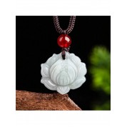 Natural Grade A Jade Lotus Pendant Necklace