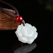 Natural Grade A Jade Lotus Pendant Necklace