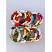 Retro Acrylic Bamboo Beaded Bracelet For Couples