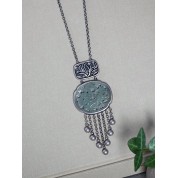 Vintage Fringed Necklace With Jade Pendant