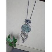 Vintage Fringed Necklace With Jade Pendant