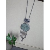 Vintage Fringed Necklace With Jade Pendant