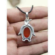 Natural Stone Crystal Penguin Pendant Necklace