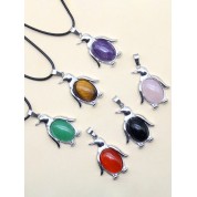 Natural Stone Crystal Penguin Pendant Necklace