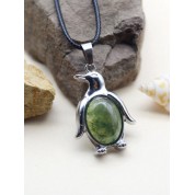 Natural Stone Crystal Penguin Pendant Necklace