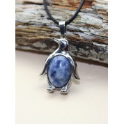 Natural Stone Crystal Penguin Pendant Necklace