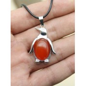 Natural Stone Crystal Penguin Pendant Necklace