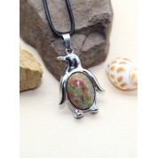 Natural Stone Crystal Penguin Pendant Necklace