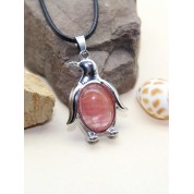 Natural Stone Crystal Penguin Pendant Necklace