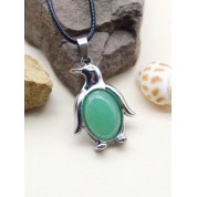 Natural Stone Crystal Penguin Pendant Necklace