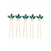 Elegant Green Jade Glass Hairpin Set