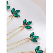 Elegant Green Jade Glass Hairpin Set