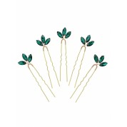 Elegant Green Jade Glass Hairpin Set