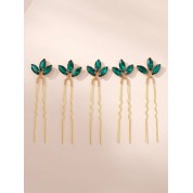 Elegant Green Jade Glass Hairpin Set