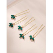 Elegant Green Jade Glass Hairpin Set