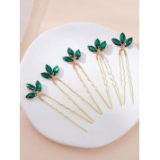 Elegant Green Jade Glass Hairpin Set