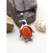 Natural Stone Crystal Penguin Pendant Necklace