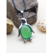 Natural Stone Crystal Penguin Pendant Necklace