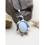 Natural Stone Crystal Penguin Pendant Necklace