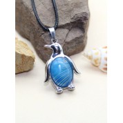 Natural Stone Crystal Penguin Pendant Necklace