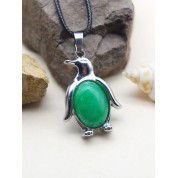 Natural Stone Crystal Penguin Pendant Necklace