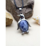 Natural Stone Crystal Penguin Pendant Necklace