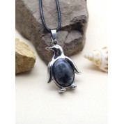 Natural Stone Crystal Penguin Pendant Necklace