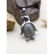 Natural Stone Crystal Penguin Pendant Necklace