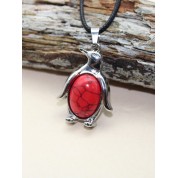 Natural Stone Crystal Penguin Pendant Necklace