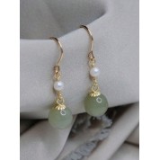 Versatile Vintage Hetian Jade Pearl Earrings