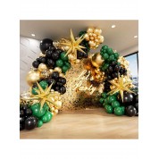 Versatile Green Gold Black Balloon Arch Kit