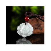 Natural Grade A Jade Lotus Pendant Necklace