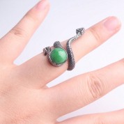 Natural Green Dongling Jade Snake Ring