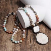 Bohemian Style Jade Glass Beaded Necklace