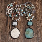 Bohemian Style Jade Glass Beaded Necklace