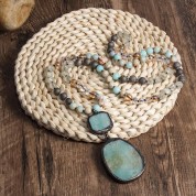 Bohemian Style Jade Glass Beaded Necklace