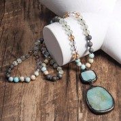 Bohemian Style Jade Glass Beaded Necklace