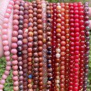 Red Series Natural Stone Beads For Diy Jewelry