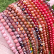 Red Series Natural Stone Beads For Diy Jewelry