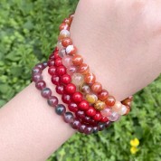 Red Series Natural Stone Beads For Diy Jewelry